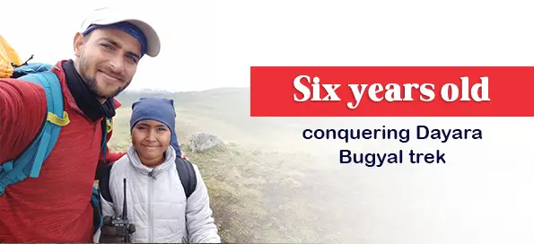 Six years old conquering Dayara Bugyal trek